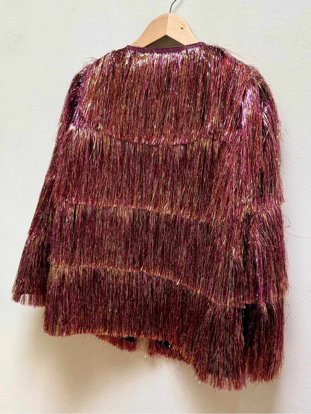 NastyGal *NEW* Metallic Pink Tinsel Fringe Party Jacket - Picture 9 of 15
